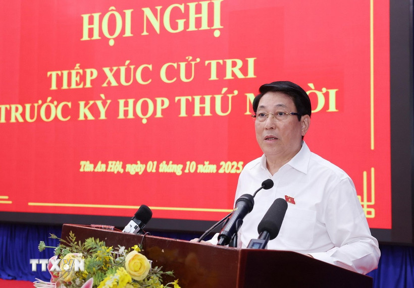 Chủ tịch nước Lương Cường phát biểu. (Ảnh: Lâm Khánh/TTXVN)