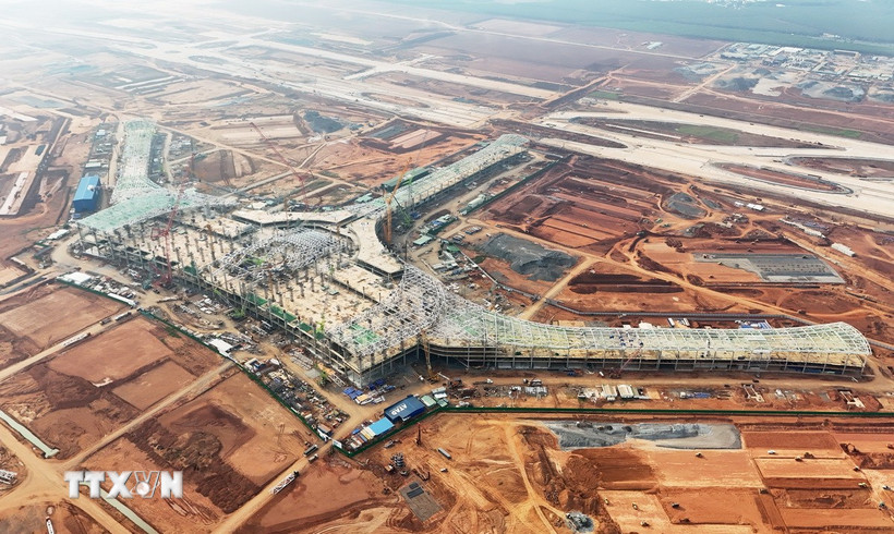 Công trường thi công nhà ga Sân bay Long Thành. (Ảnh: Hồng Đạt/TTXVN)