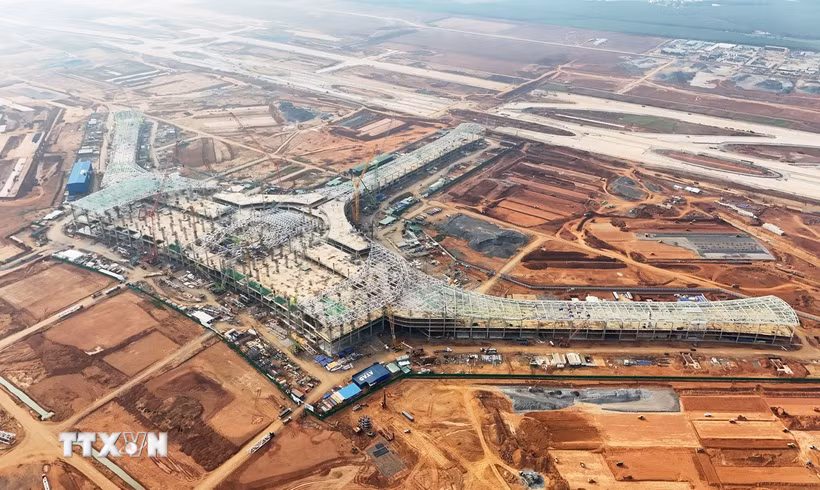 Công trường thi công nhà ga Sân bay Long Thành. (Ảnh: Hồng Đạt/TTXVN)