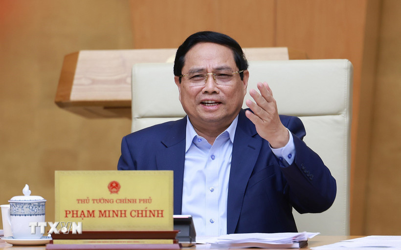 Thủ tướng Phạm Minh Chính chủ trì Phiên họp Chính phủ chuyên đề về Trung tâm Tài chính quốc tế tại Việt Nam. (Ảnh: Dương Giang/TTXVN)