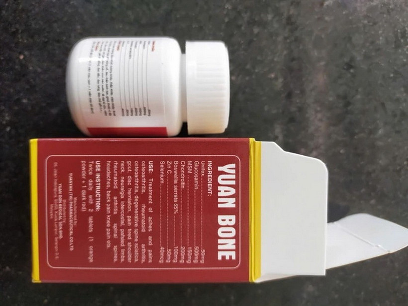 Hình ảnh Viên nang cứng Yuan Bone giả có chứa tân dược. (Nguồn: Bộ Y tế)