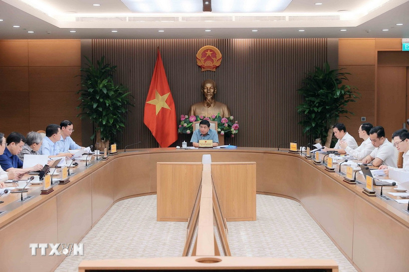 Quang cảnh cuộc họp về rà soát các nhiệm vụ của Bộ Khoa học và Công nghệ, triển khai Nghị quyết 57. (Ảnh: An Đăng/TTXVN)