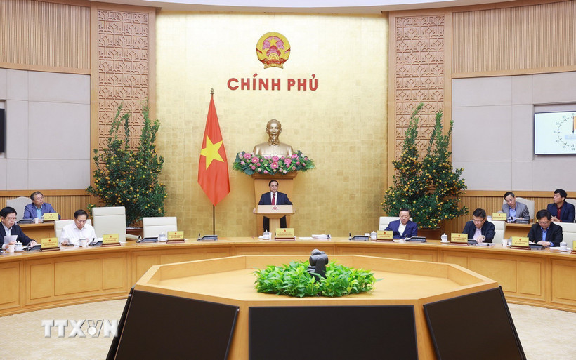 Thủ tướng Phạm Minh Chính chủ trì Phiên họp Chính phủ chuyên đề về xây dựng pháp luật tháng 2 năm 2026. (Ảnh: Dương Giang/TTXVN)