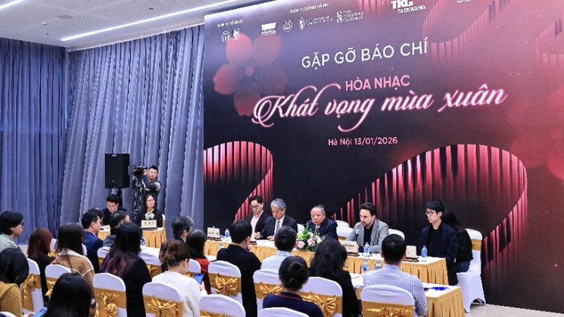 Quang cảnh họp báo Hòa nhạc "Khát vọng mùa xuân". (Nguồn: Báo Nhân dân)