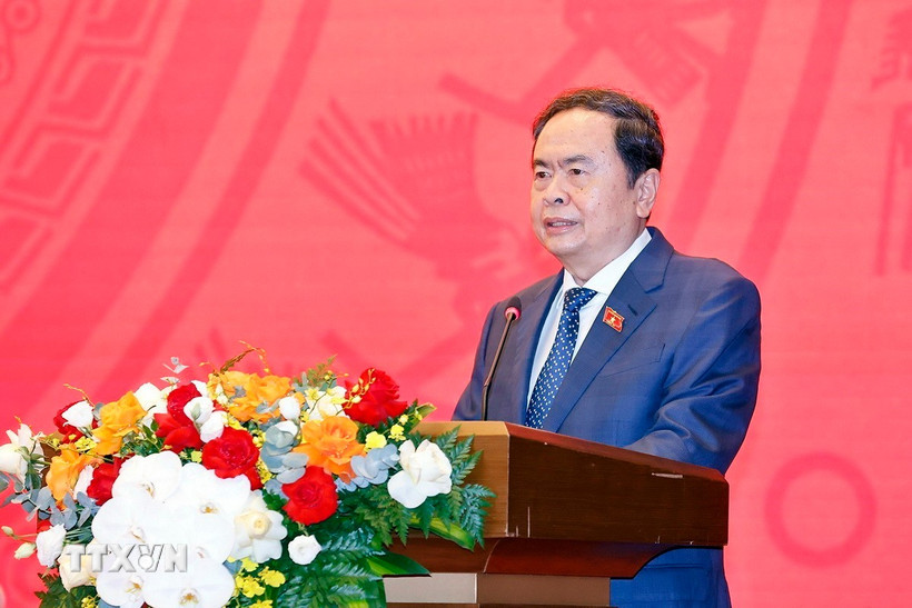 Chủ tịch Quốc hội Trần Thanh Mẫn phát biểu khai mạc và chỉ đạo Diễn đàn. (Ảnh: Doãn Tấn/TTXVN)