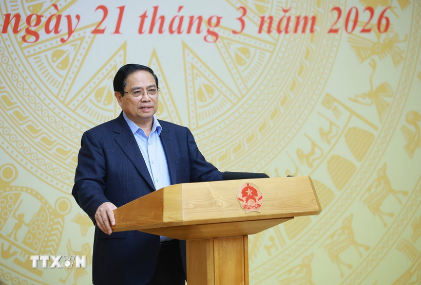 Thủ tướng Phạm Minh Chính, Trưởng Ban Chỉ đạo An ninh mạng quốc gia chủ trì Phiên họp thứ nhất của Ban Chỉ đạo. (Ảnh: Dương Giang/TTXVN)