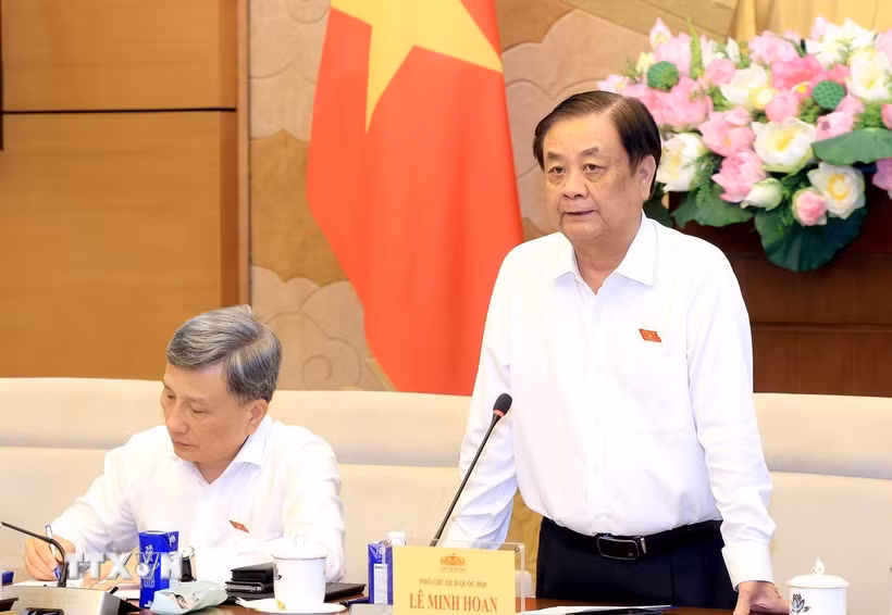 Ông Lê Minh Hoan, Ủy viên Trung ương Đảng, Phó Chủ tịch Quốc hội, Trưởng Đoàn giám sát của Quốc hội phát biểu. (Ảnh: Tuấn Anh/TTXVN)