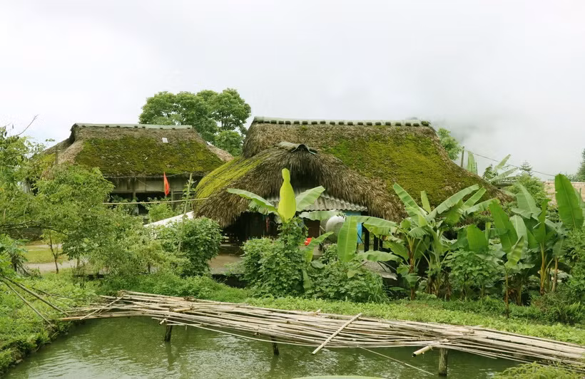 Những ngôi nhà với mái rêu phong xanh nơi núi rừng vùng biên giới Thanh Thủy (Tuyên Quang). (Ảnh: Đức Thọ/TTXVN)