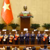 Các đồng chí lãnh đạo Đảng, Nhà nước chúc mừng các đồng chí Phó Chủ tịch Quốc hội, Uỷ viên Uỷ ban Thường vụ Quốc hội; các Phó Thủ tướng Chính phủ, Bộ trưởng nhận nhiệm vụ mới. (Ảnh: Phương Hoa/TTXVN)