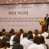 Hội nghị Phổ biến nội dung sửa đổi, bổ sung Luật Chứng khoán và các văn bản quy định chi tiết thi hành, ngày 10/10. (Ảnh: SSC/Vietnam+)