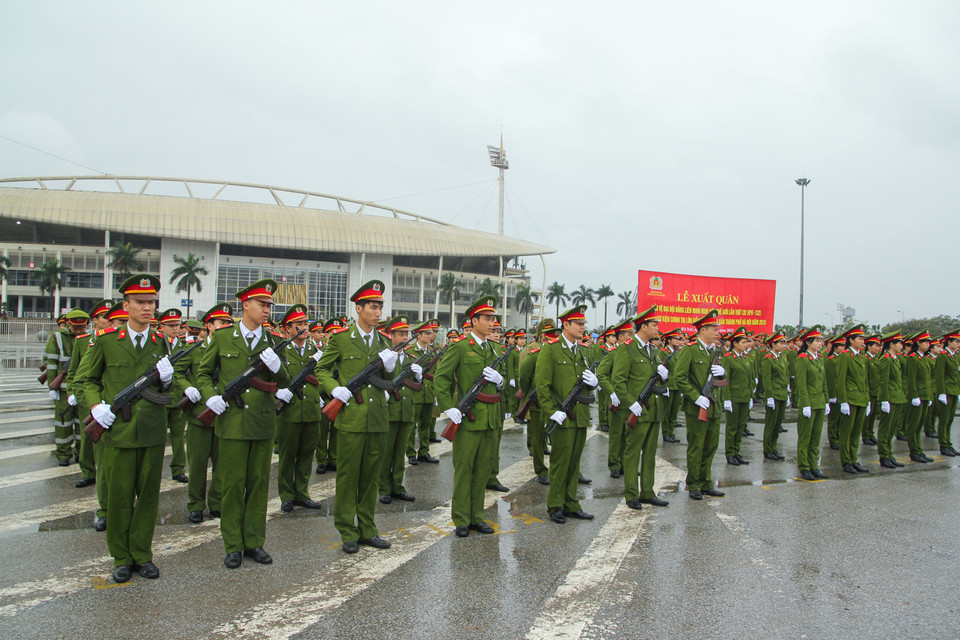 Các học viên Học viện An ninh nhân dân cũng được huy động tăng cường để đảm bảo cho IPU (Ảnh: Minh Sơn-Sơn Bách/Vietnam+)