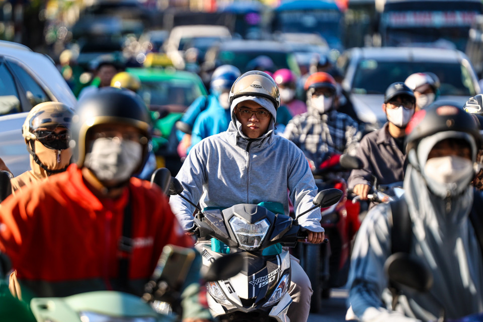 Theo ghi nhận, ngay từ trưa ngày 31/8, nhiều tuyến đường giao thông ở Hà Nội xảy ra tình trạng ùn tắc hàng cây số. (Ảnh: PV/Vietnam+)