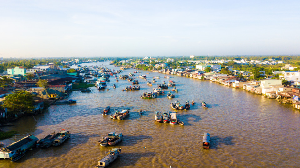 Cái Răng là một trong ba chợ nổi được nhiều du khách ghé thăm nhất tại miền Tây. Ngoài ra, còn có chợ Cái Bè ở Tiền Giang và chợ Phụng Hiệp - An Giang. (Ảnh: Minh Sơn/Vietnam+)