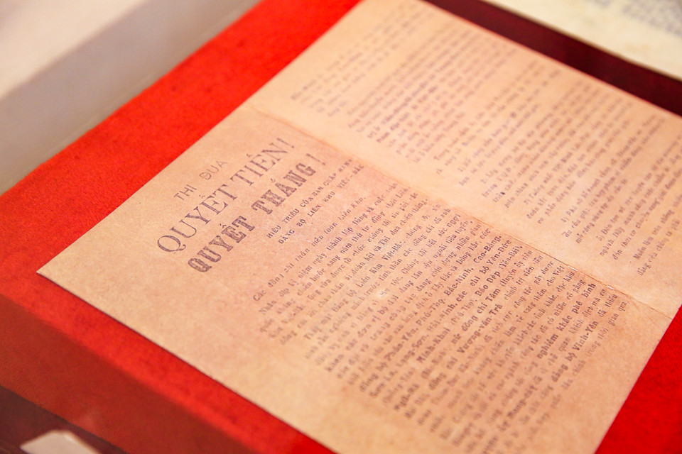 Bản Hiệu triệu của Ban chấp hành Đảng bộ Liên khu Việt-Bắc. (Ảnh: Minh Sơn/Vietnam+)