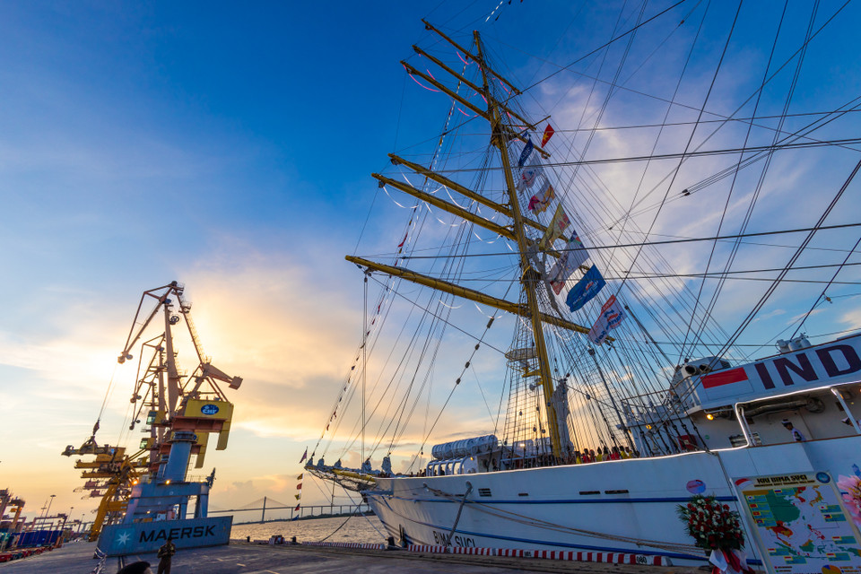 Tàu Bima Suci sẽ neo đậu tại cảng Tân Vũ đến hết ngày 29/8/2024. (Ảnh: Minh Sơn/Vietnam+)