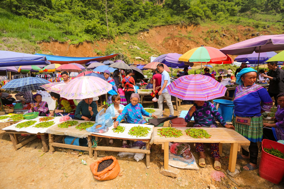 Đặc biệt đây là phiên chợ không thể thiếu đối với đồng bào các dân tộc thiểu số tại vùng huyện Si Ma Cai, Lào Cai. (Ảnh: Minh Sơn/Vietnam+)