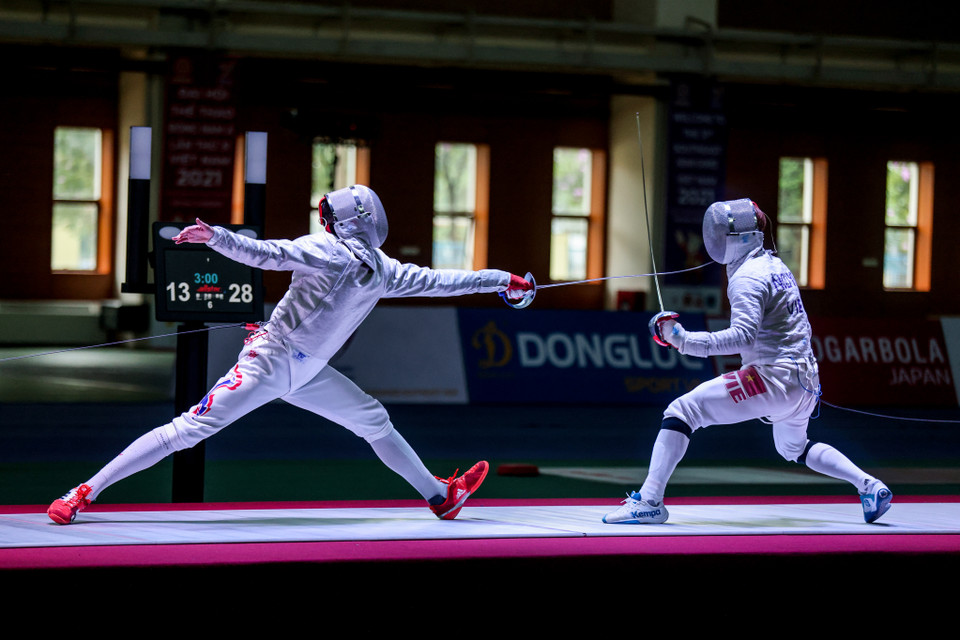 Đội tuyển Việt Nam áp đảo hoàn toàn đội tuyển đấu kiếm Thái Lan. (Ảnh: Minh Sơn/Vietnam+)