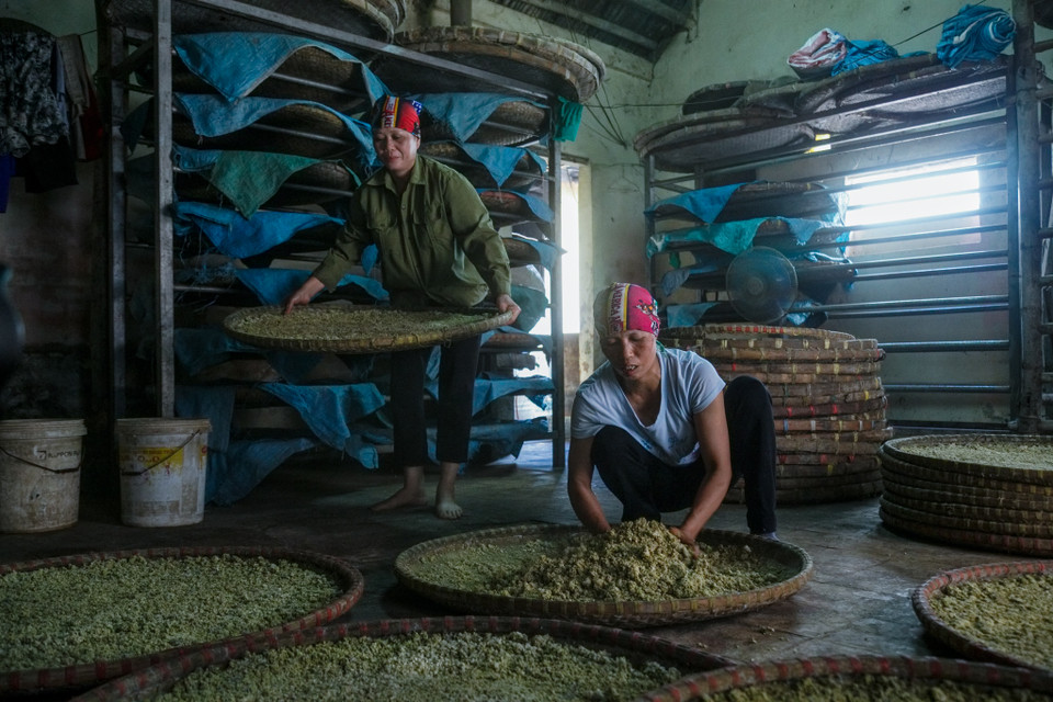 Hơn nữa, để có những bát tương vàng ươm, thơm nức và ngọt đòi hỏi kỹ thuật, kinh nghiệm rất nhiều từ bàn tay của người thợ và “bí quyết” của từng gia đình. (Ảnh: Thế Đại/Vietnam+)