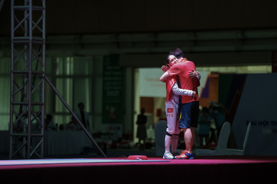 Sau trận đấu, Thu Hà đã bật khóc vì không tin mình đã giành được chiến thắng. (Ảnh: Minh Sơn/Vietnam+)