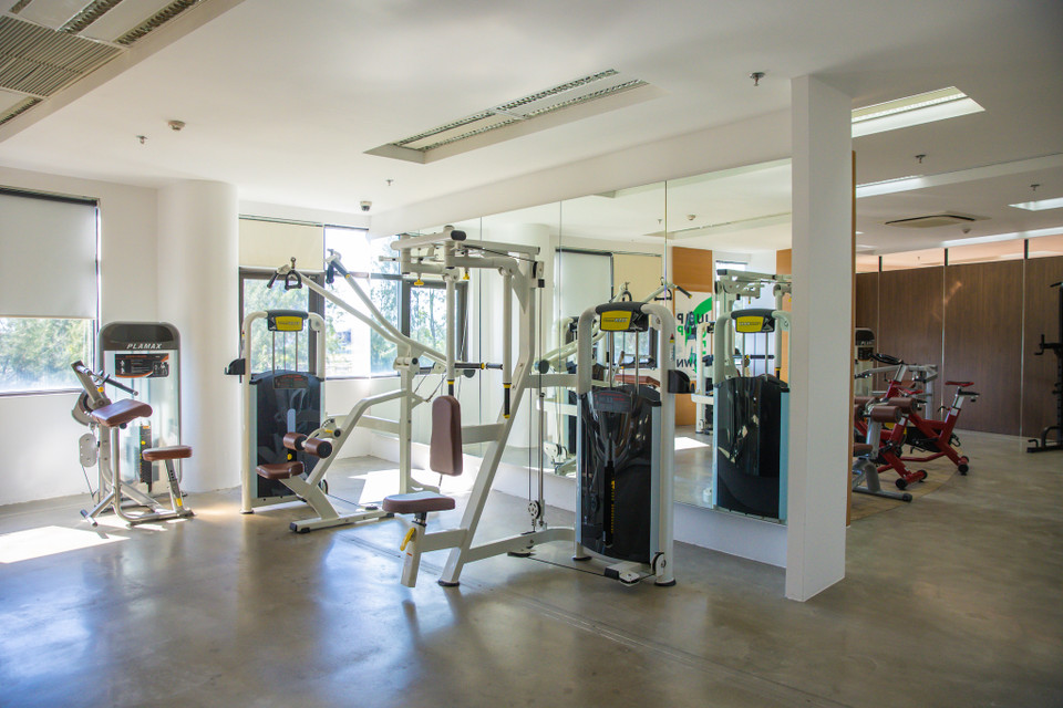 Tầng 3 tòa nhà trung tâm là nơi cung cấp đầy đủ tiện ích để phục vụ nhu cầu làm việc cũng như nâng cao đời sống văn hóa, thể dục thể thao của cán bộ nhân viên. (Ảnh: Minh Sơn/Vietnam+)