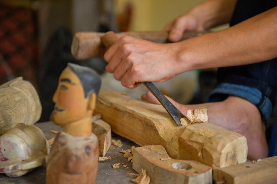 Sau này, nghề rối Tế Tiêu phát triển mạnh vào những năm 1956, 1957 và thường được biểu diễn các dịp hội làng, trung thu, tiễn bộ đội lên đường..., trở thành một nét văn hóa dân gian không thể thiếu của người dân bên bờ sông Đáy. (Ảnh: Thế Đại/Vietnam+)