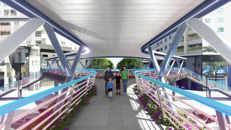 Phối cảnh cầu vượt bộ hành Hoàng Minh Giám - Nguyễn Thị Thập khi hoàn thiện. (Ảnh chủ đầu tư cung cấp)