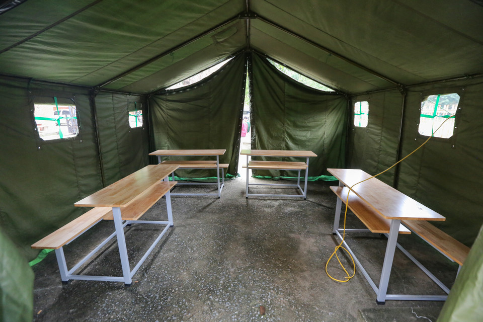 Khu nhà chỉ huy tại khu ký túc xá trường Cao đẳng công nghệ cao Hà Nội. (Ảnh: Minh Sơn/Vietnam+)