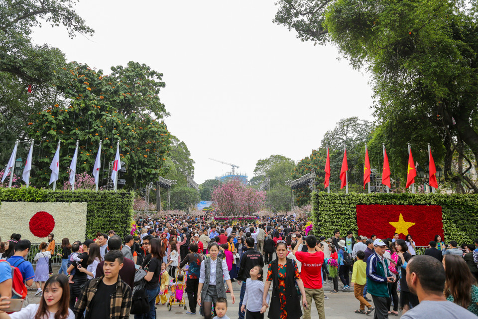Lễ hội hoa anh đào Nhật Bản 2018 tại Vườn hoa Lý Thái Tổ là một trong những lễ hội được tổ chức nhân dịp kỉ niệm 45 năm thiết lập quan hệ ngoại giao Việt Nam – Nhật Bản. (Ảnh: Minh Sơn/Vietnam+)