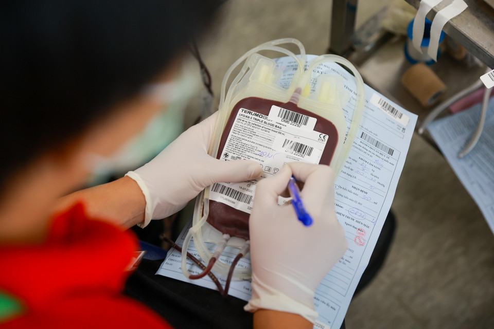 Những giọt máu sẻ chia sẽ được các tình nguyện viên của Viện Huyết học-Truyền máu Trung ương mang tới những bệnh nhân không may. (Ảnh: Minh Sơn/Vietnam+)