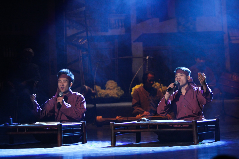 Hay đậm chất dân gian trong bài xẩm ‘Quyết chí tu thân’. (Ảnh: Minh Sơn-Hoàng Long/Vietnam+)