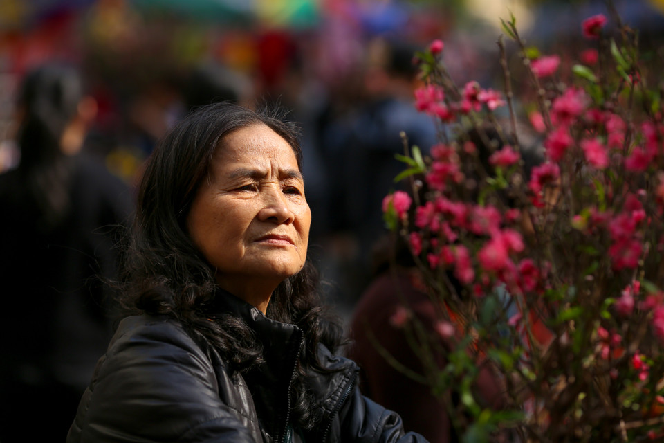 Người thì đi ngắm hoa chỉ để tìm lại một phong vị Tết xưa. (Ảnh: Minh Sơn/Vietnam+)