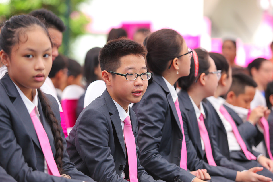 Sau một năm hoạt động, các thầy cô và học sinh thế hệ đầu tiên của TH School đã trải qua một năm học tập thành công với nhiều dấu ấn đẹp. Học sinh đã được làm quen với các phương pháp học tập hiện đại, với các chương trình học quốc tế, thụ hưởng chương trình dinh dưỡng tiêu chuẩn để tạo đà cho sự phát triển toàn diện. (Ảnh: Minh Sơn/Vietnam+)