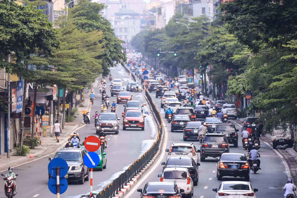 Khu vực đường Tây Sơn thời điểm 7 giờ 30 sáng. (Ảnh: Minh Sơn/Vietnam+)