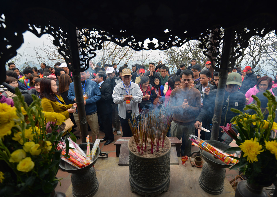 Chùa Hoa Yên, nơi hàng năm ngày khai hội chật lối đi nhưng năm nay rất yên bình. (Ảnh: CTV/Vietnam+)