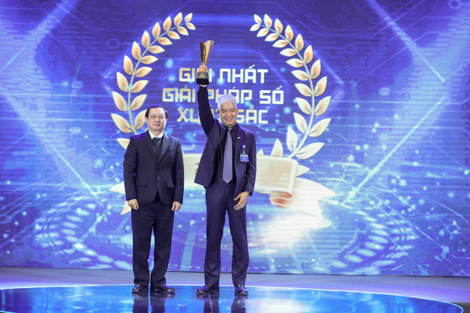 Giải Nhất được trao cho Giải pháp số One ATS của ATS JSC. (Ảnh: PV/Vietnam+)h