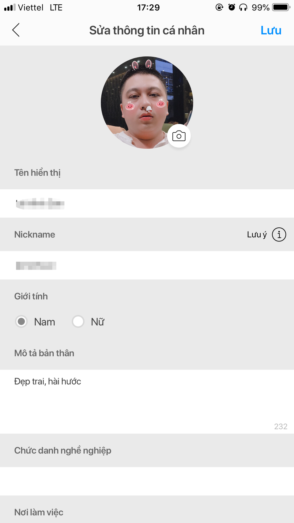 Phần thông tin cá nhân có thể dễ dàng chỉnh sửa. (Ảnh chụp màn hình)