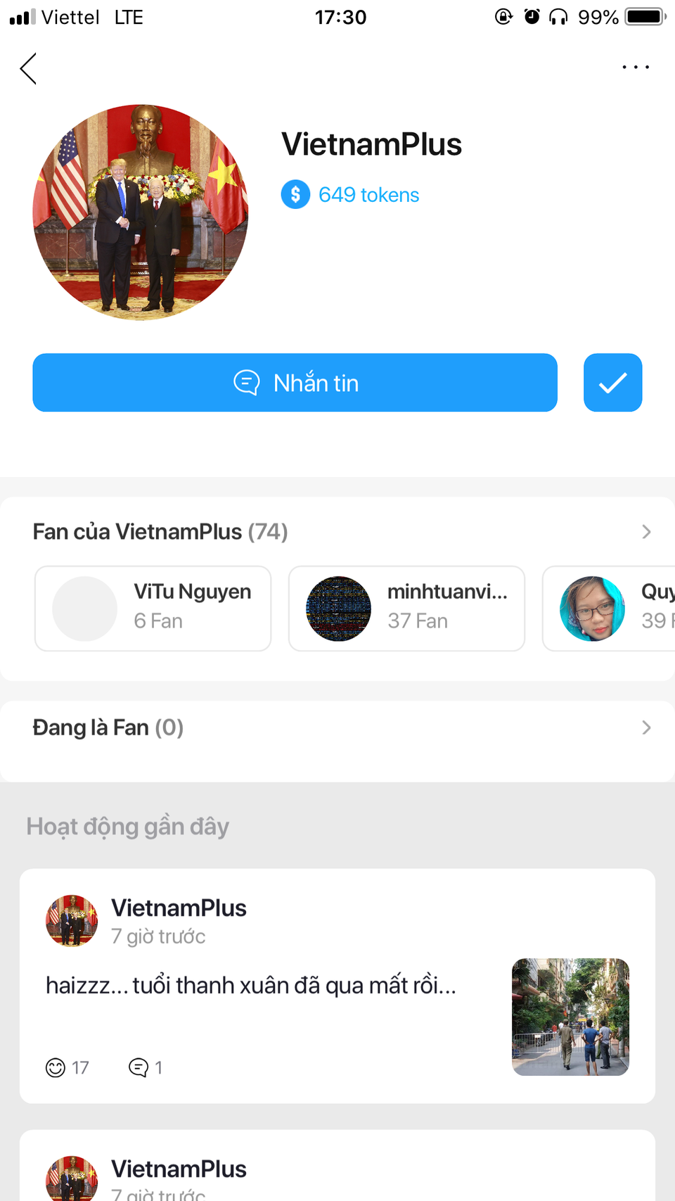 Giao diện một kênh thông tin người dùng có thể lựa chọn theo dõi và quan tâm. Lotus được thiết kế khá đơn giản và sạch sẽ giúp người mới dễ dàng sử dụng. (Ảnh chụp màn hình)