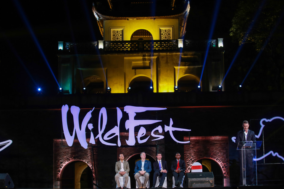 Tối 8/11, đông đảo người dân Thủ đô đã nô nức kéo đến Hoàng Thành Thăng Long để đón xem sự kiện WildFest, lễ hội chiếu phim và ca nhạc ngoài trời về động vật hoang dã đầu tiên tại Việt Nam. (Ảnh: Minh Sơn/Vietnam+)