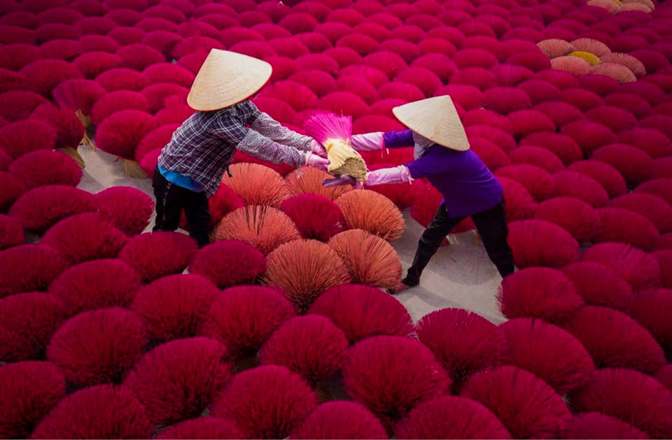 Quảng Phú Cầu là một trong những làng nghề làm hương nổi tiếng nhất Hà Nội, cũng là nơi lưu giữ nghề làm hương tồn tại hơn một thế kỉ qua. (Ảnh: PV/Vietnam+)