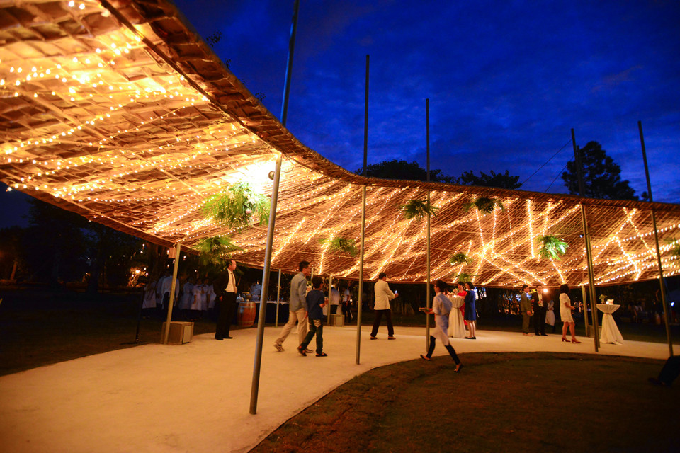 Công trình mang tên Paper Pavillion được làm hoàn toàn bằng giấy bồi với diện tích 720 mét vuông. (Ảnh: PV/Vietnam+)