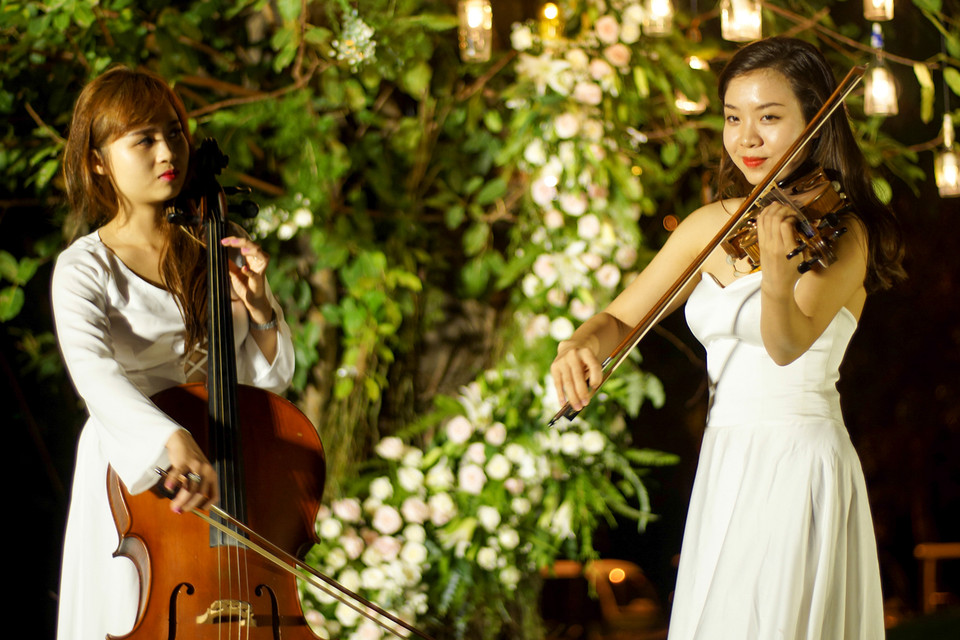 Tiếng đàn violin dìu dặt khiến khách mời cảm thấy hưng phấn. (Ảnh: PV/Vietnam+)