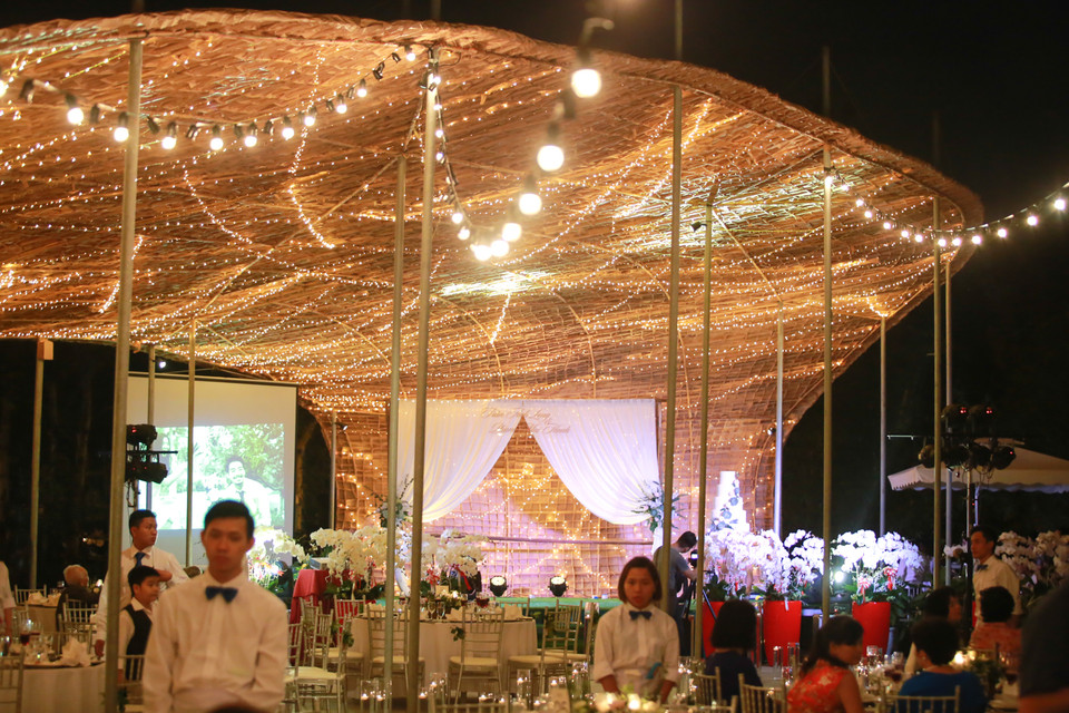 Công trình được hoàn thiện trong hơn một tháng với sự giúp sức của rất đông đảo các bạn sinh viên trường Kiến trúc Hà Nội. (Ảnh: PV/Vietnam+)