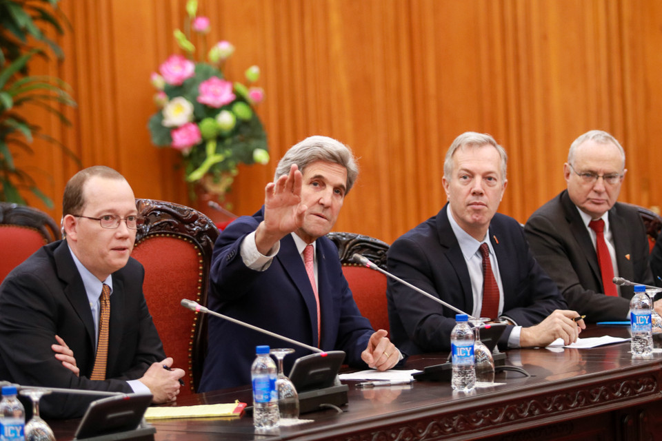 Trong chuyến công du cuối cùng trên cương vị ngoại trưởng, ông John Kerry đã đến Việt Nam, chặng dừng đầu tiên của lịch trình trước khi sang Pháp, Anh và Thụy Sĩ. (Ảnh: Minh Sơn/Vietnam+)
