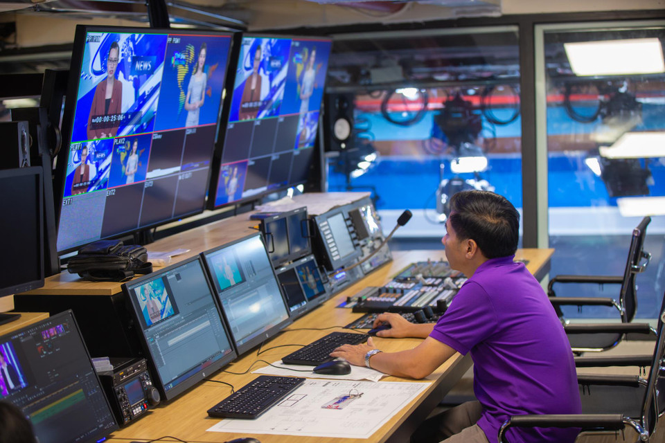 Phòng kỹ thuật tại trường quay. (Ảnh: Minh Sơn/Vietnam+)