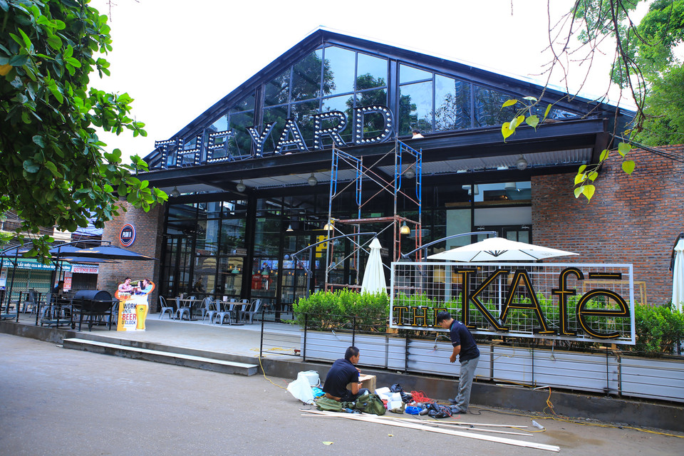 Bắt đầu mở cửa từ 19/7, nhưng The Yard vẫn đang trong quá trình hoàn thiện. (Ảnh: PV/Vietnam+)