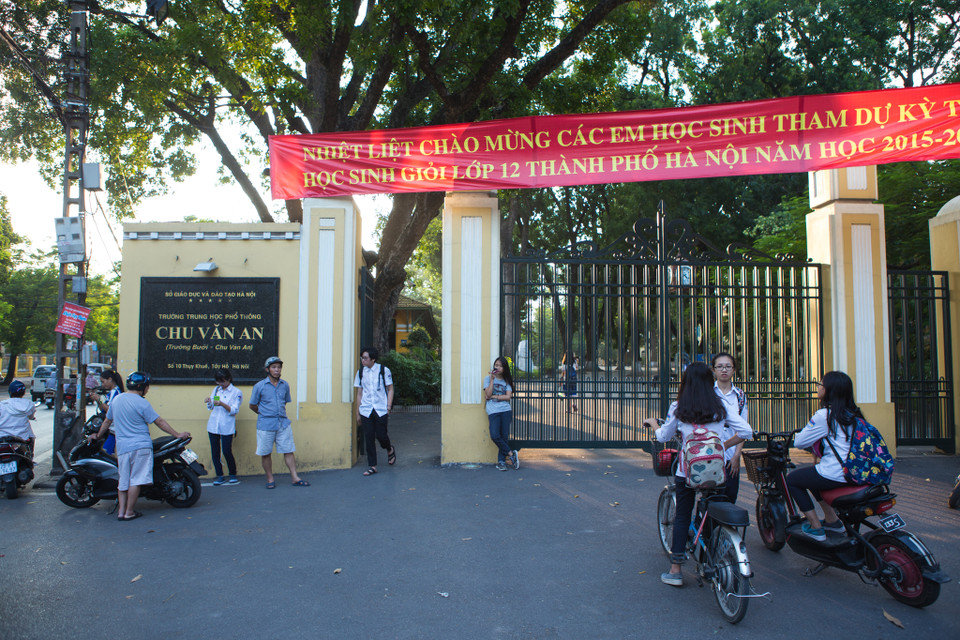 Trường Trung học phổ thông Chu Văn An (hay trường Bưởi) là trường trung học công lập nổi tiếng ở Hà Nội. (Ảnh: Minh Sơn/Vietnam+)