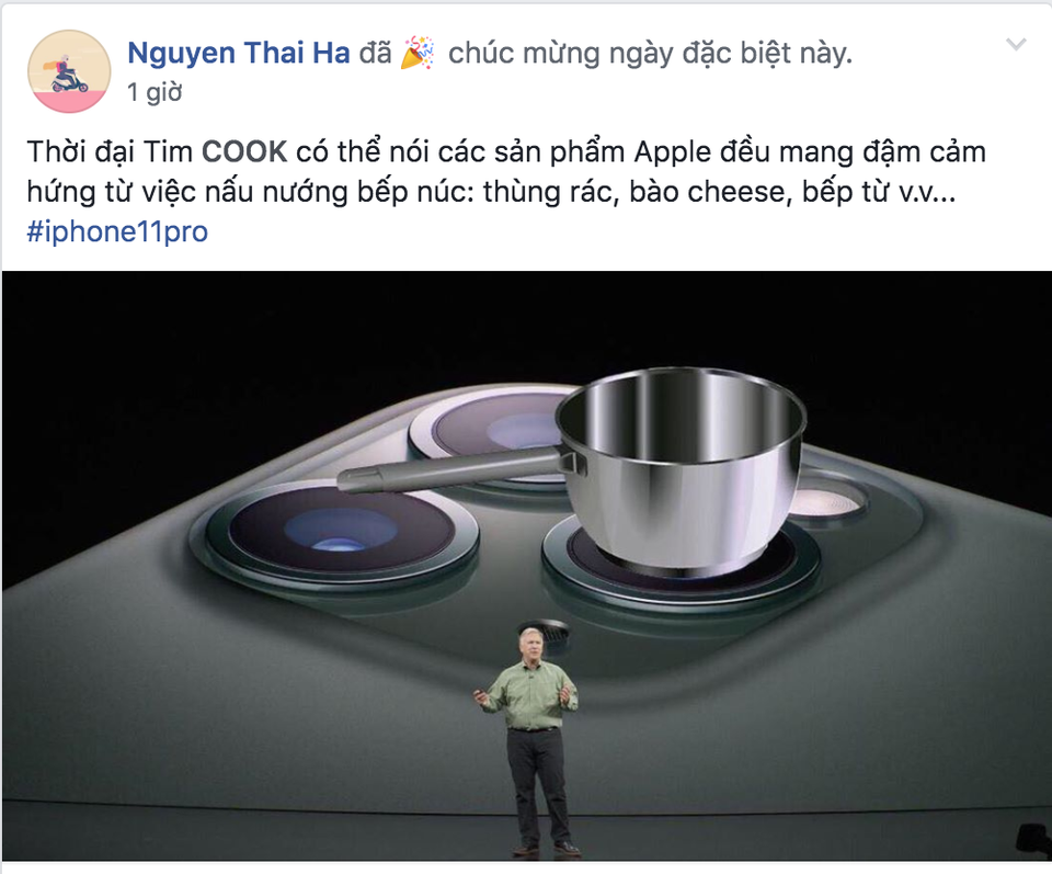 Mẫu iPhone 11 có thể kiêm chức năng nấu ăn. (Ảnh: Facebook)