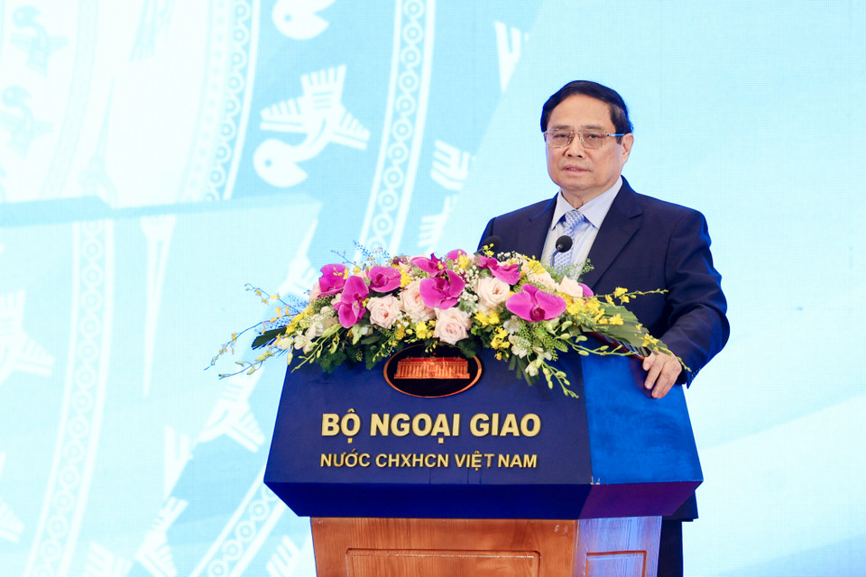 Hội nghị đã vinh dự được đón tiếp Thủ tướng Chính phủ Phạm Minh Chính đến dự và phát biểu chỉ đạo. (Ảnh: Minh Sơn/Vietnam+)