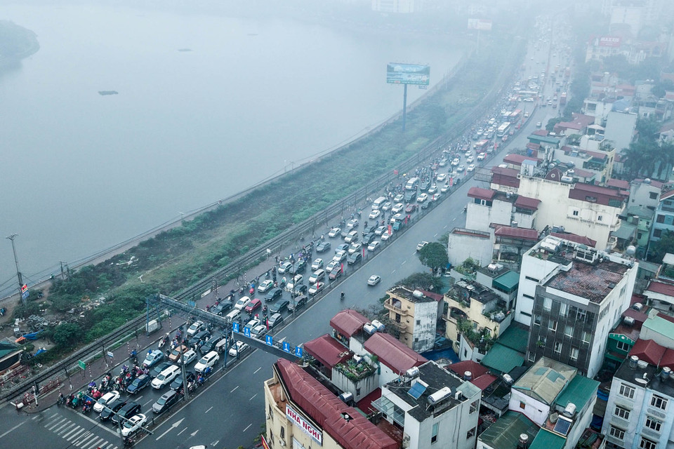 Tuy nhiên số lượng ùn tắc không đáng kể. (Ảnh: PV/Vietnam+)