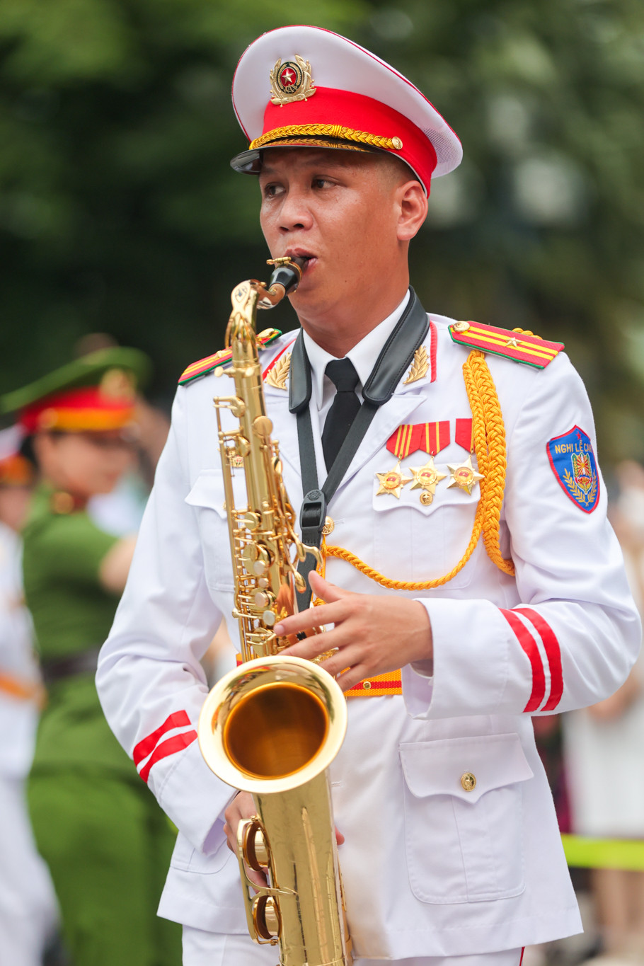 Ngay các tác phẩm âm nhạc Việt Nam quen thuộc cũng sẽ mới lạ hơn khi được chuyển soạn cho dàn nhạc kèn. (Ảnh: Minh Sơn/Vietnam+)